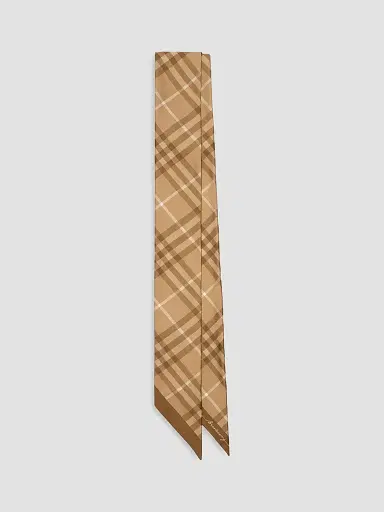 Burberry Women's Contrast Check Silk Skinny Scarf | Thumbnail 2 Burberry Women's Contrast Check Silk Skinny Scarf | Thumbnail 2