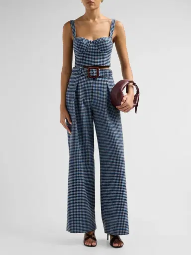 Cara Cara Women's Soho Plaid Wool Wide-Leg Pants | Thumbnail 2 Cara Cara Women's Soho Plaid Wool Wide-Leg Pants | Thumbnail 2