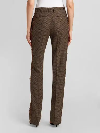 Etro Women's Feather Striped Wool Trousers | Thumbnail 3 Etro Women's Feather Striped Wool Trousers | Thumbnail 3