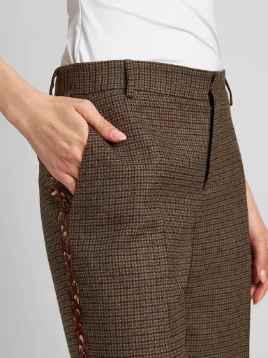 Etro Women's Feather Striped Wool Trousers | Thumbnail 5 Etro Women's Feather Striped Wool Trousers | Thumbnail 5