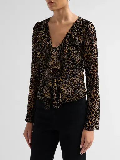 Ronny Kobo Women's Marian Leopard-Print Ruffled Top | Thumbnail 4 Ronny Kobo Women's Marian Leopard-Print Ruffled Top | Thumbnail 4