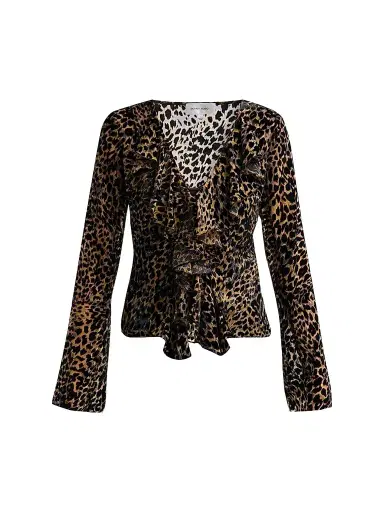 Ronny Kobo Women's Marian Leopard-Print Ruffled Top | Thumbnail 1 Ronny Kobo Women's Marian Leopard-Print Ruffled Top | Thumbnail 1