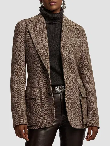 Ralph Lauren Collection Women's Preston II Herringbone Tweed Blazer | Thumbnail 4 Ralph Lauren Collection Women's Preston II Herringbone Tweed Blazer | Thumbnail 4