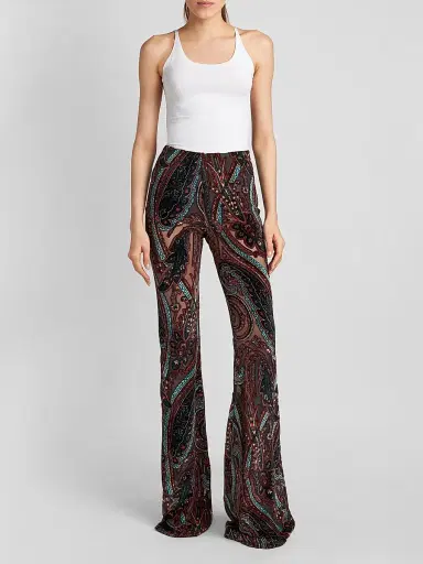 Etro Women's Velvet Paisley Sheer Kick Flare Leggings | Thumbnail 2 Etro Women's Velvet Paisley Sheer Kick Flare Leggings | Thumbnail 2