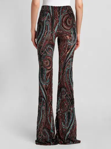 Etro Women's Velvet Paisley Sheer Kick Flare Leggings | Thumbnail 3 Etro Women's Velvet Paisley Sheer Kick Flare Leggings | Thumbnail 3