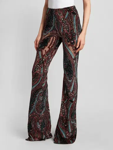 Etro Women's Velvet Paisley Sheer Kick Flare Leggings | Thumbnail 4 Etro Women's Velvet Paisley Sheer Kick Flare Leggings | Thumbnail 4