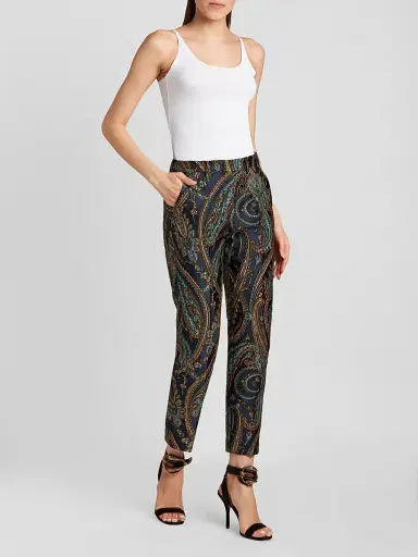 Etro Women's Satin Paisley Tapered Trousers | Thumbnail 2 Etro Women's Satin Paisley Tapered Trousers | Thumbnail 2