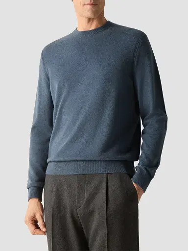 Zegna Men's Oasi Cashmere Crewneck Sweater | Thumbnail 2 Zegna Men's Oasi Cashmere Crewneck Sweater | Thumbnail 2
