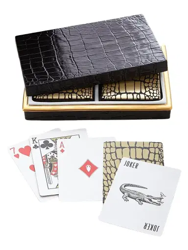 L'Objet Crocodile-Embossed Playing Cards Box | Thumbnail 1 L'Objet Crocodile-Embossed Playing Cards Box | Thumbnail 1