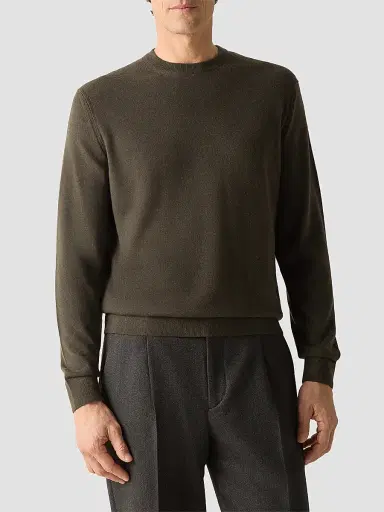 Zegna Men's Oasi Cashmere Crewneck Sweater | Thumbnail 2 Zegna Men's Oasi Cashmere Crewneck Sweater | Thumbnail 2