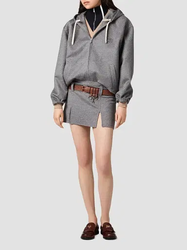 Miu Miu Women's Double Cashmere and Wool Hoodie Jacket | Thumbnail 2 Miu Miu Women's Double Cashmere and Wool Hoodie Jacket | Thumbnail 2
