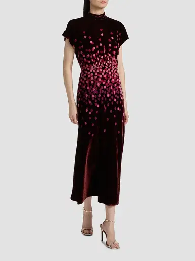 Saloni Women's Fabienne Polka Dot Velvet Dress | Thumbnail 2 Saloni Women's Fabienne Polka Dot Velvet Dress | Thumbnail 2
