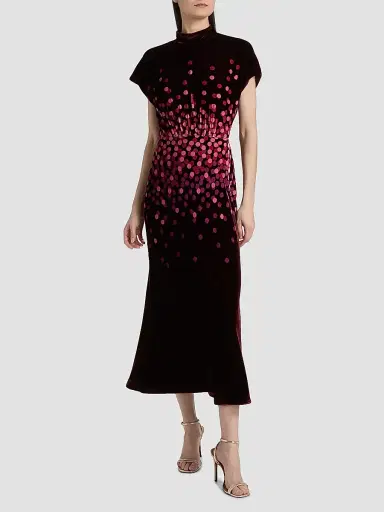 Saloni Women's Fabienne Polka Dot Velvet Dress | Thumbnail 3 Saloni Women's Fabienne Polka Dot Velvet Dress | Thumbnail 3