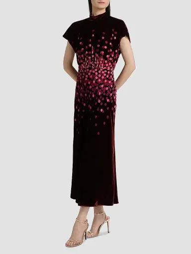 Saloni Women's Fabienne Polka Dot Velvet Dress | Thumbnail 4 Saloni Women's Fabienne Polka Dot Velvet Dress | Thumbnail 4