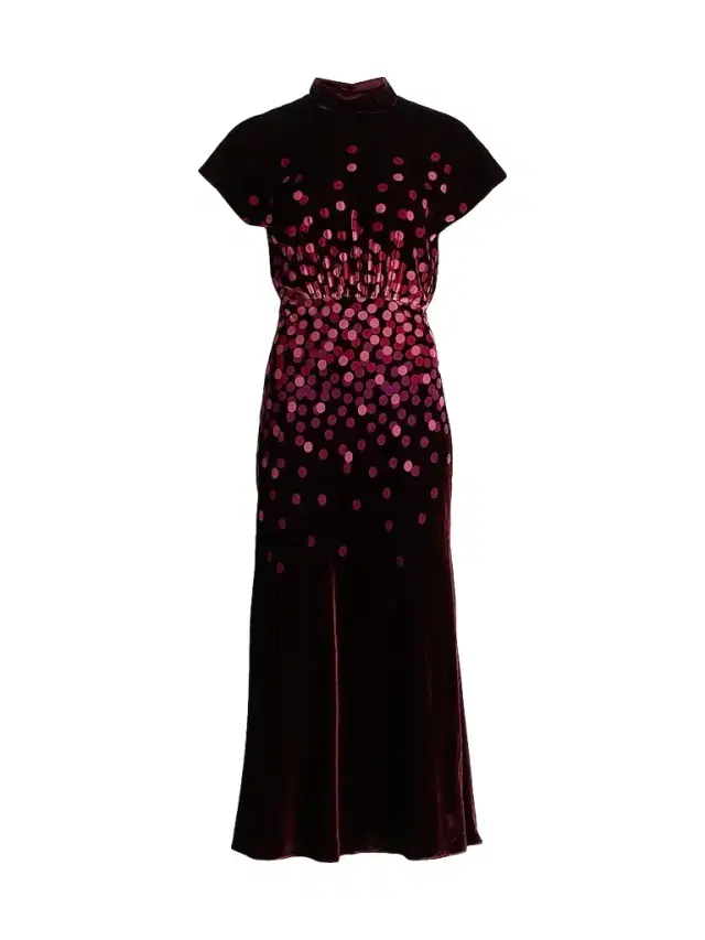 Women's Fabienne Polka Dot Velvet Dress Women's Fabienne Polka Dot Velvet Dress