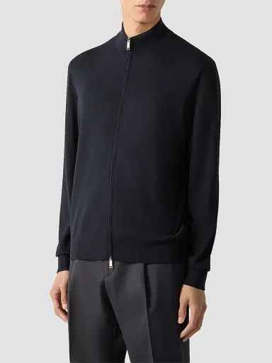 Zegna Men's 15milmil15 Wool Full Zip Cardigan | Thumbnail 2 Zegna Men's 15milmil15 Wool Full Zip Cardigan | Thumbnail 2