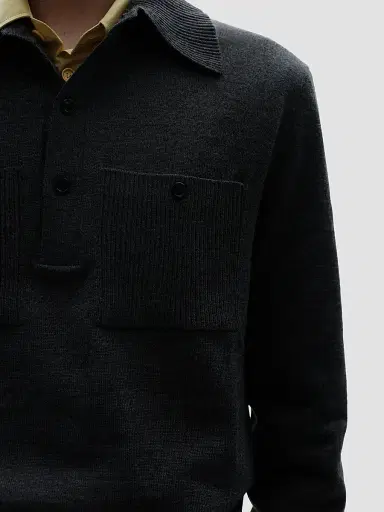 Bottega Veneta Men's Knit Merino-Wool Polo Sweater | Thumbnail 2 Bottega Veneta Men's Knit Merino-Wool Polo Sweater | Thumbnail 2