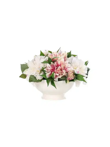 NDI Dahlias Faux-Floral Arrangement in Ceramic Vase | Thumbnail 1 NDI Dahlias Faux-Floral Arrangement in Ceramic Vase | Thumbnail 1