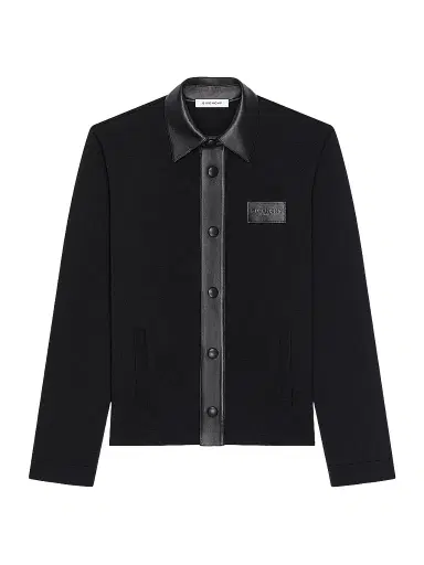 Givenchy Men's Cardigan in Wool with Leather Details | Thumbnail 1 Givenchy Men's Cardigan in Wool with Leather Details | Thumbnail 1