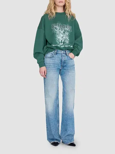 Anine Bing Women's Miles Leopard Graphic Cotton Sweatshirt | Thumbnail 2 Anine Bing Women's Miles Leopard Graphic Cotton Sweatshirt | Thumbnail 2