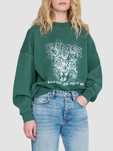 Anine Bing Women's Miles Leopard Graphic Cotton Sweatshirt | Thumbnail 4 Anine Bing Women's Miles Leopard Graphic Cotton Sweatshirt | Thumbnail 4