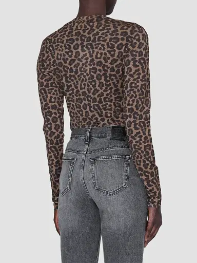 Anine Bing Women's Sylvie Leopard-Print Wool-Blend T-Shirt | Thumbnail 3 Anine Bing Women's Sylvie Leopard-Print Wool-Blend T-Shirt | Thumbnail 3