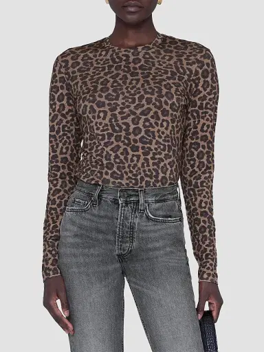 Anine Bing Women's Sylvie Leopard-Print Wool-Blend T-Shirt | Thumbnail 4 Anine Bing Women's Sylvie Leopard-Print Wool-Blend T-Shirt | Thumbnail 4