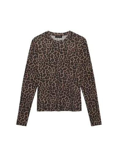 Anine Bing Women's Sylvie Leopard-Print Wool-Blend T-Shirt | Thumbnail 1 Anine Bing Women's Sylvie Leopard-Print Wool-Blend T-Shirt | Thumbnail 1