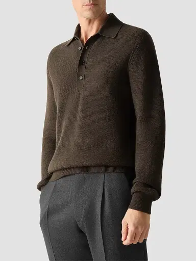 Zegna Men's Oasi Cashmere Polo Shirt | Thumbnail 3 Zegna Men's Oasi Cashmere Polo Shirt | Thumbnail 3