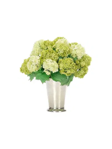 NDI Snowballs Faux Floral Arrangement in Aluminum Vase | Thumbnail 1 NDI Snowballs Faux Floral Arrangement in Aluminum Vase | Thumbnail 1