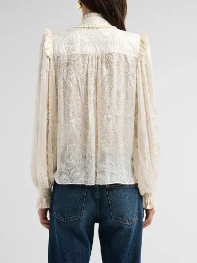 Ramy Brook Women's Lana Feather Trim Wool-Blend Top | Thumbnail 3 Ramy Brook Women's Lana Feather Trim Wool-Blend Top | Thumbnail 3