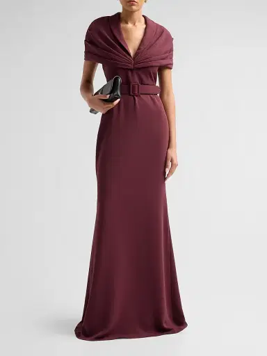 BADGLEY MISCHKA Women's Draped Belted Gown | Thumbnail 2 BADGLEY MISCHKA Women's Draped Belted Gown | Thumbnail 2