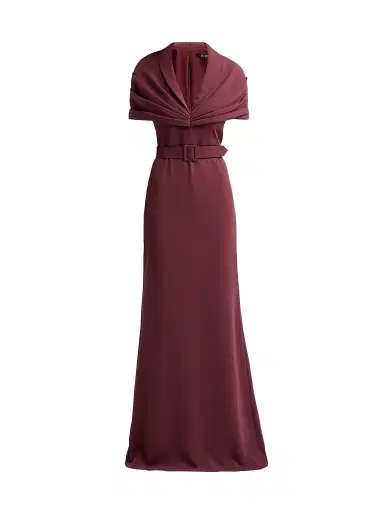 BADGLEY MISCHKA Women's Draped Belted Gown | Thumbnail 1 BADGLEY MISCHKA Women's Draped Belted Gown | Thumbnail 1