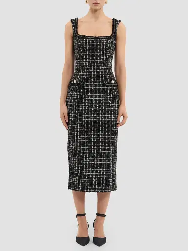 Rebecca Vallance Women's Meringue Embellished Tweed Scoopneck Midi Dress | Thumbnail 2 Rebecca Vallance Women's Meringue Embellished Tweed Scoopneck Midi Dress | Thumbnail 2