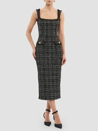 Rebecca Vallance Women's Meringue Embellished Tweed Scoopneck Midi Dress | Thumbnail 4 Rebecca Vallance Women's Meringue Embellished Tweed Scoopneck Midi Dress | Thumbnail 4