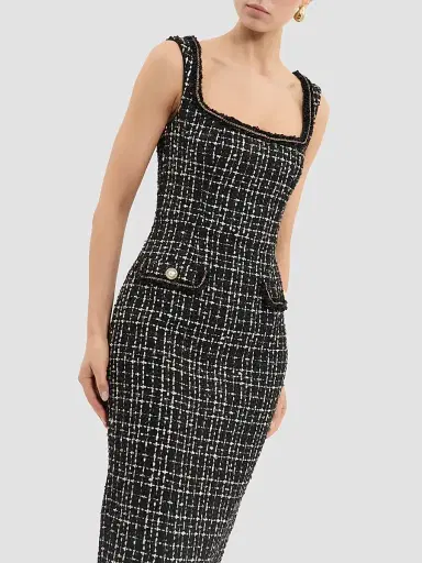 Rebecca Vallance Women's Meringue Embellished Tweed Scoopneck Midi Dress | Thumbnail 6 Rebecca Vallance Women's Meringue Embellished Tweed Scoopneck Midi Dress | Thumbnail 6