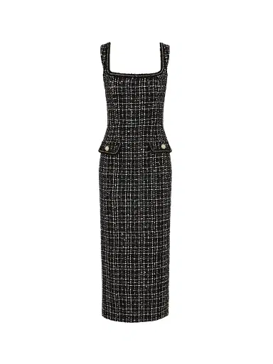 Rebecca Vallance Women's Meringue Embellished Tweed Scoopneck Midi Dress | Thumbnail 1 Rebecca Vallance Women's Meringue Embellished Tweed Scoopneck Midi Dress | Thumbnail 1