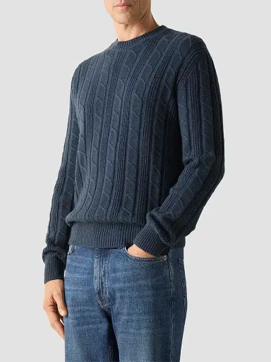 Zegna Men's Oasi Cashmere Crewneck Sweater | Thumbnail 2 Zegna Men's Oasi Cashmere Crewneck Sweater | Thumbnail 2