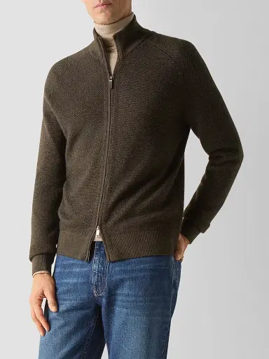 Zegna Men's Cashseta Full Zip Cardigan | Thumbnail 2 Zegna Men's Cashseta Full Zip Cardigan | Thumbnail 2