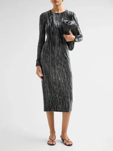 PRABAL GURUNG Women's Stretch Velvet Sheath Midi Dress | Thumbnail 2 PRABAL GURUNG Women's Stretch Velvet Sheath Midi Dress | Thumbnail 2