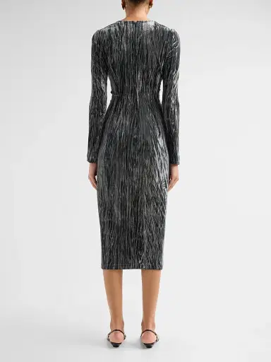 PRABAL GURUNG Women's Stretch Velvet Sheath Midi Dress | Thumbnail 3 PRABAL GURUNG Women's Stretch Velvet Sheath Midi Dress | Thumbnail 3