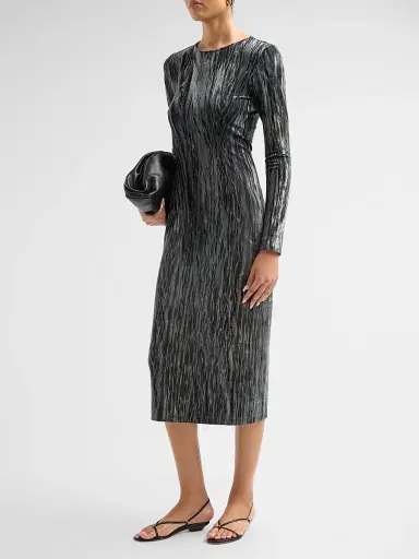 PRABAL GURUNG Women's Stretch Velvet Sheath Midi Dress | Thumbnail 4 PRABAL GURUNG Women's Stretch Velvet Sheath Midi Dress | Thumbnail 4