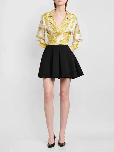 Versace Women's Barocco-Print Silk Wrap Shirt | Thumbnail 2 Versace Women's Barocco-Print Silk Wrap Shirt | Thumbnail 2