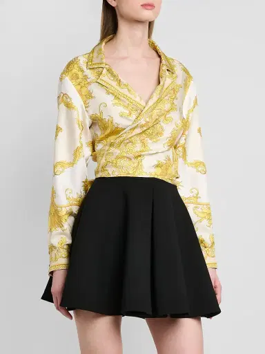Versace Women's Barocco-Print Silk Wrap Shirt | Thumbnail 4 Versace Women's Barocco-Print Silk Wrap Shirt | Thumbnail 4