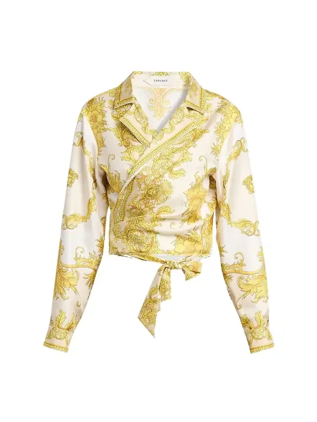 Women's Barocco-Print Silk Wrap Shirt Women's Barocco-Print Silk Wrap Shirt