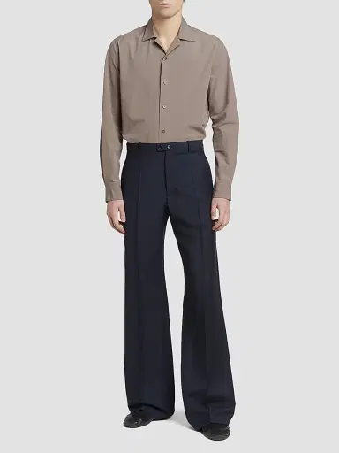 Jil Sander Men's Virgin Wool-Mohair Pintucked Trousers | Thumbnail 2 Jil Sander Men's Virgin Wool-Mohair Pintucked Trousers | Thumbnail 2