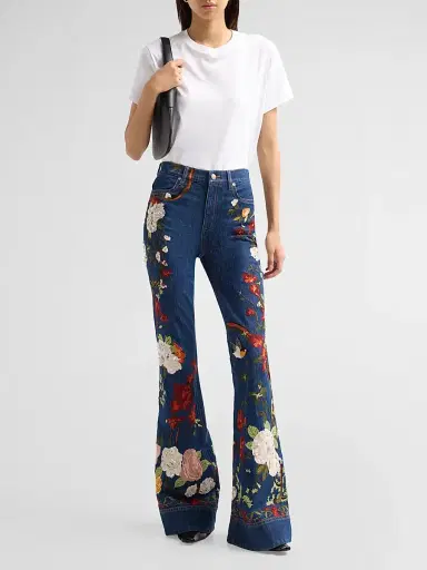 Alice + Olivia Women's Beautiful Embellished Bellbottom Jeans | Thumbnail 2 Alice + Olivia Women's Beautiful Embellished Bellbottom Jeans | Thumbnail 2