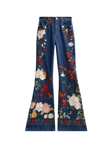 Alice + Olivia Women's Beautiful Embellished Bellbottom Jeans | Thumbnail 1 Alice + Olivia Women's Beautiful Embellished Bellbottom Jeans | Thumbnail 1
