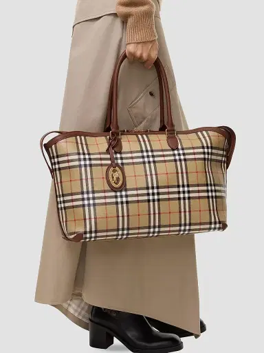 Burberry Women's Checked Cotton Canvas Tote Bag | Thumbnail 2 Burberry Women's Checked Cotton Canvas Tote Bag | Thumbnail 2