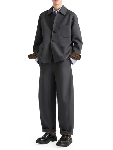 Givenchy Men's Couture Seam Pants in Cotton with Checked Reverse | Thumbnail 2 Givenchy Men's Couture Seam Pants in Cotton with Checked Reverse | Thumbnail 2
